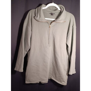 J.Crew University Green Terry Half Zip Natural Tunic Sweatshirt Oversized XS